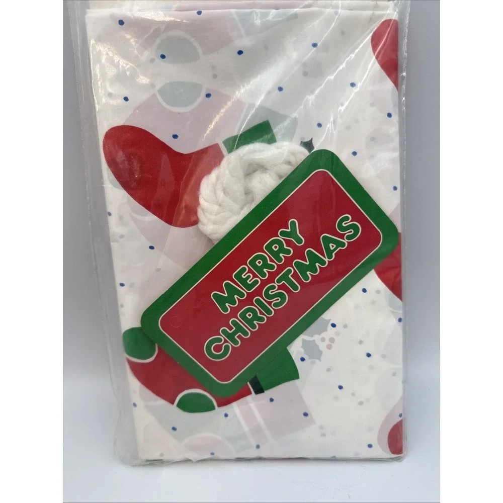 Vintage Giant Christmas Gift Bag 36x44 Plastic Holiday Tag Yarn New Made In USA